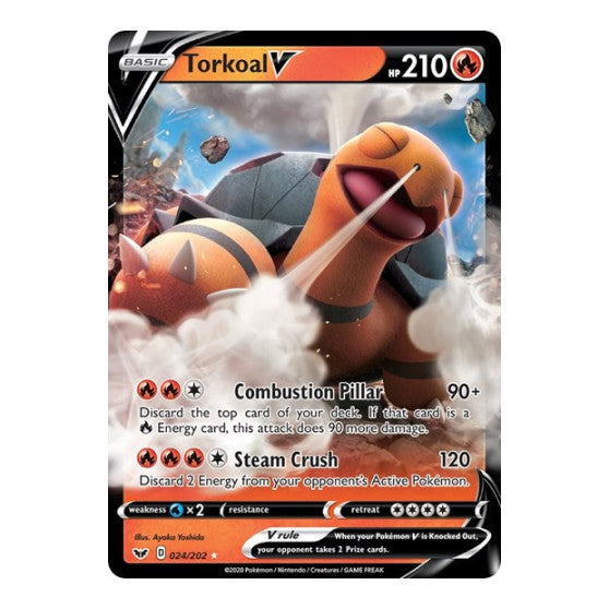 Torkoal V (SWSH01) #024/202 Ultra Rare (Holofoil Near Mint) SWSH01: Sword & Shield Base Set Pokemon: 2020