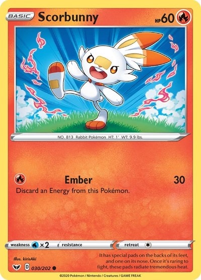 Scorbunny (030) (SWSH01) #030/202 Common (Near Mint) SWSH01: Sword & Shield Base Set Pokemon: 2020