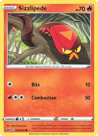 Sizzlipede (037) (SWSH01) #037/202 Common (Reverse Holofoil Near Mint) SWSH01: Sword & Shield Base Set Pokemon: 2020