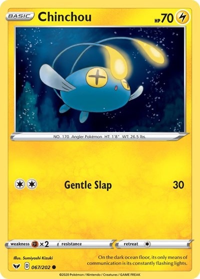 Chinchou (067) (SWSH01) #067/202 Common (Reverse Holofoil Near Mint) SWSH01: Sword & Shield Base Set Pokemon: 2020
