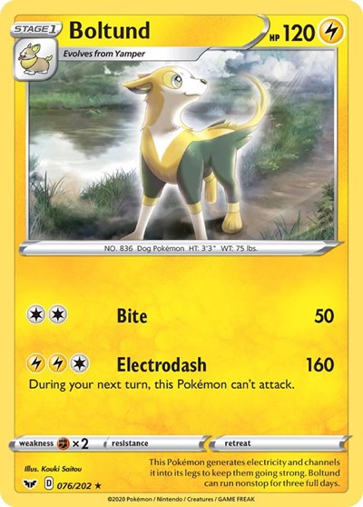 Boltund 076 (SWSH01) #076/202 Holo Rare (Holofoil Near Mint) SWSH01: Sword & Shield Base Set Pokemon: 2020