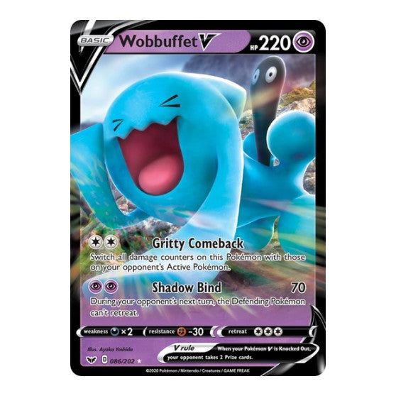 Wobbuffet V (SWSH01) #086/202 Ultra Rare (Holofoil Lightly Played) SWSH01: Sword & Shield Base Set Pokemon: 2020