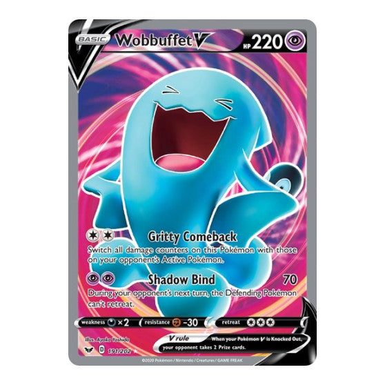 Wobbuffet V (Full Art) (SWSH01) #191/202 Ultra Rare (Holofoil Near Mint) SWSH01: Sword & Shield Base Set Pokemon: 2020
