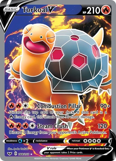 Torkoal V Full Art (SWSH01) #188/202 Ultra Rare SWSH01: Sword & Shield Base Set Pokemon: 2020