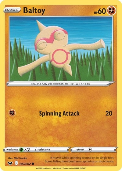 Baltoy (102) (SWSH01) #102/202 Common (Reverse Holofoil Near Mint) SWSH01: Sword & Shield Base Set Pokemon: 2020
