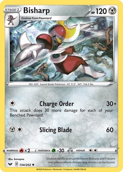 Bisharp (SWSH01) #134/202 Uncommon (Reverse Holofoil Near Mint) SWSH01: Sword & Shield Base Set Pokemon: 2020