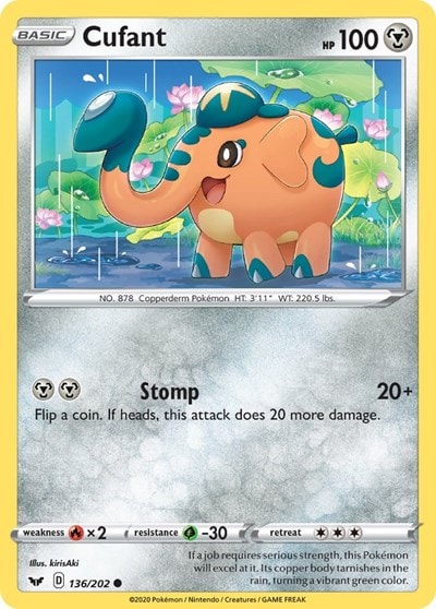 Cufant (SWSH01) #136/202 Common (Reverse Holofoil Near Mint) SWSH01: Sword & Shield Base Set Pokemon: 2020