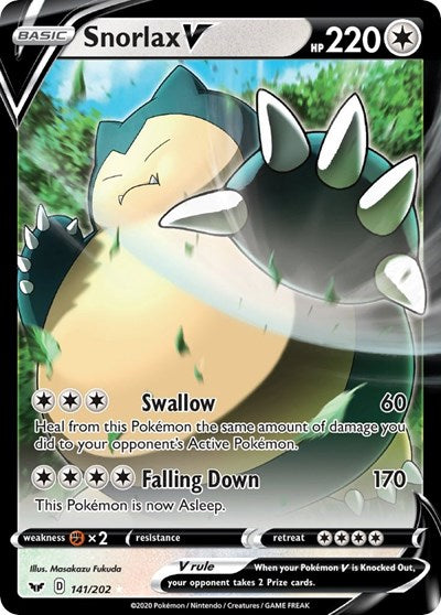 Snorlax V (SWSH01) #141/202 Ultra Rare (Holofoil Near Mint) SWSH01: Sword & Shield Base Set Pokemon: 2020