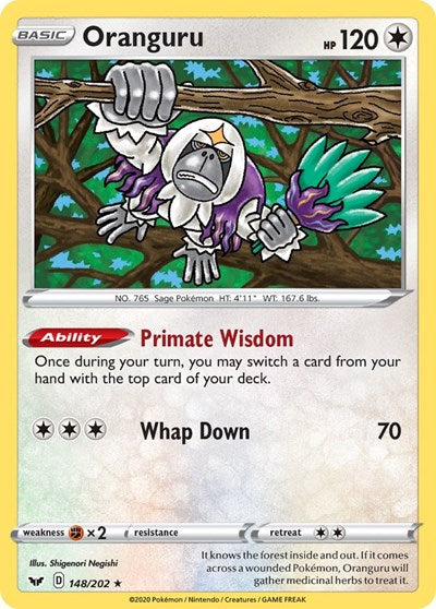 Oranguru (SWSH01) #148/202 Holo Rare (Reverse Holofoil Near Mint) SWSH01: Sword & Shield Base Set Pokemon: 2020