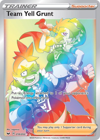 Team Yell Grunt Secret (SWSH01) #210/202 Secret Rare (Holofoil Near Mint) SWSH01: Sword & Shield Base Set Pokemon: 2020