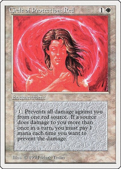 Circle of Protection Red (SUM) #12 Common (Lightly Played) Summer Magic Magic: The Gathering: 1994