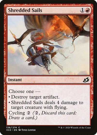 Shredded Sails (IKO) #136 Common (Foil Lightly Played) Ikoria: Lair of Behemoths Magic: The Gathering: 2020