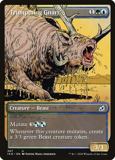 Trumpeting Gnarr Showcase (IKO) #307 Uncommon (Lightly Played) Ikoria: Lair of Behemoths Magic: 2020