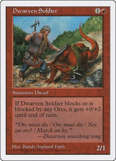 Dwarven Soldier (5ED) #221 Common (Moderately Played) Fifth Edition Magic: The Gathering: 1997
