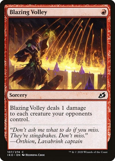 Blazing Volley (IKO) #107 Common (Foil Lightly Played) Ikoria: Lair of Behemoths Magic: The Gathering: 2020