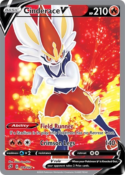 Cinderace V Full Art (SWSH02) #178/192 Ultra Rare (Holofoil Near Mint) SWSH02: Rebel Clash Pokemon: 2020