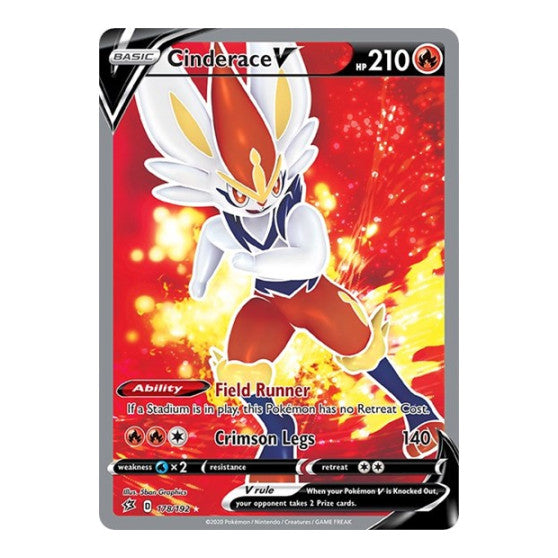 Cinderace V Full Art (SWSH02) #178/192 Ultra Rare (Holofoil Near Mint) SWSH02: Rebel Clash Pokemon: 2020