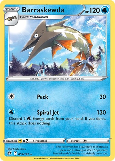 Barraskewda (SWSH02) #053/192 Rare (Reverse Holofoil Near Mint) SWSH02: Rebel Clash Pokemon: 2020