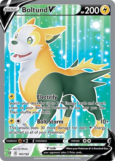 Boltund V Full Art (SWSH02) #181/192 Ultra Rare (Holofoil Near Mint) SWSH02: Rebel Clash Pokemon: 2020
