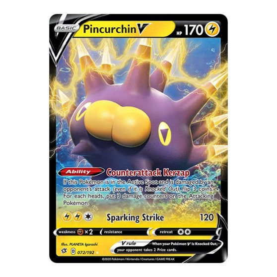 Pincurchin V (SWSH02) #072/192 Ultra Rare (Holofoil Lightly Played) SWSH02: Rebel Clash Pokemon: 2020