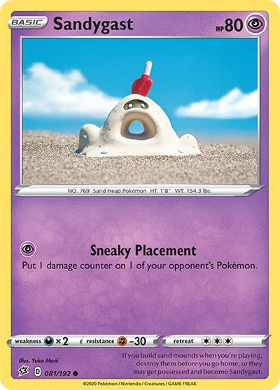 Sandygast (SWSH02) #081/192 Common (Reverse Holofoil Moderately Played) SWSH02: Rebel Clash Pokemon: 2020