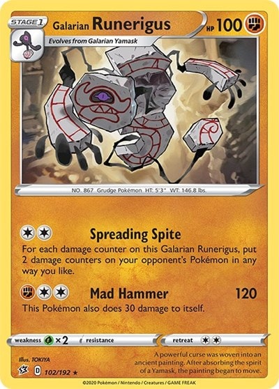 Galarian Runerigus (SWSH02) #102/192 Rare (Reverse Holofoil Near Mint) SWSH02: Rebel Clash Pokemon: 2020