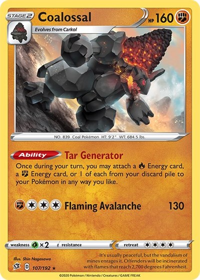 Coalossal (SWSH02) #107/192 Holo Rare (Holofoil Moderately Played) SWSH02: Rebel Clash Pokemon: 2020