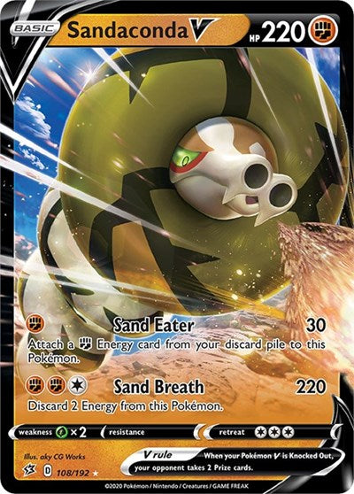 Sandaconda V (SWSH02) #108/192 Ultra Rare (Holofoil Near Mint) SWSH02: Rebel Clash Pokemon: 2020