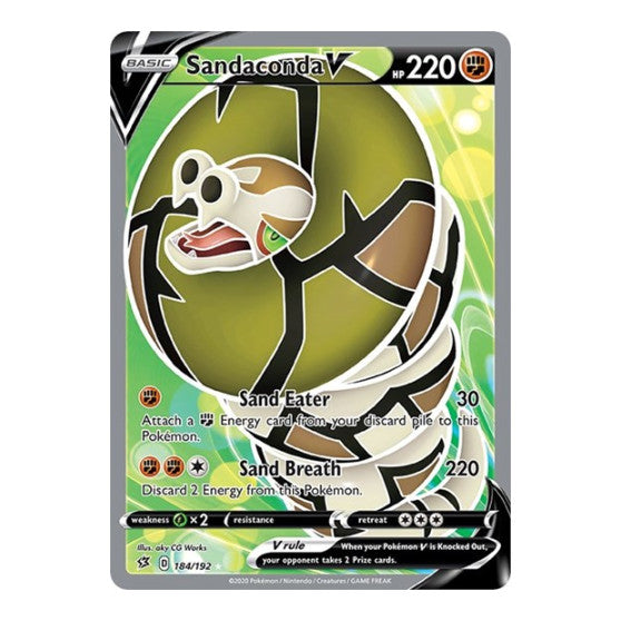Sandaconda V Full Art (SWSH02) #184/192 Ultra Rare (Holofoil Near Mint) SWSH02: Rebel Clash Pokemon: 2020
