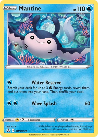 Mantine SWSH026 (SWSD) #SWSH026 Promo (Holofoil Moderately Played) SWSH: Sword & Shield Promo Cards Pokemon: 2019