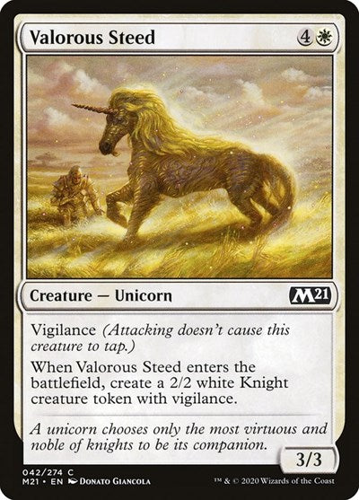 Valorous Steed (M21) #42 Common (Foil Lightly Played) Core Set 2021 Magic: The Gathering: 2020