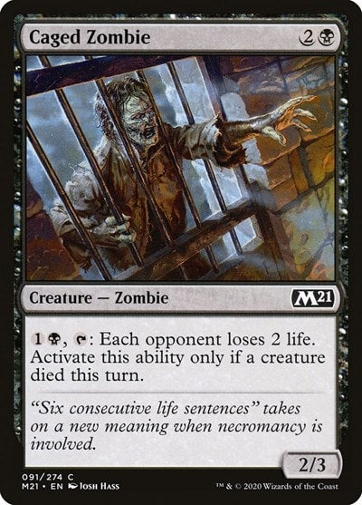Caged Zombie (M21) #91 Common (Lightly Played) Core Set 2021 Magic: The Gathering: 2020