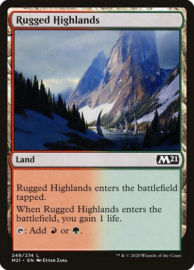 Rugged Highlands (M21) #249 Land (Lightly Played) Core Set 2021 Magic: The Gathering: 2020