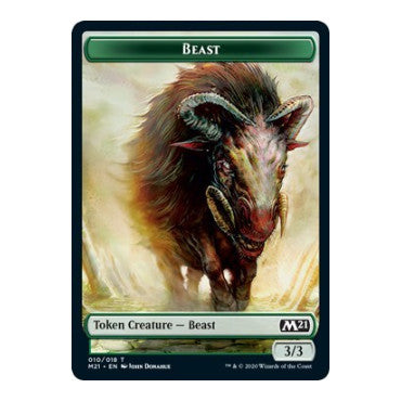 Beast // Saproling Double-Sided Token (M21) #10 // 12 T (Foil Moderately Played) Core Set 2021 Magic: The Gathering: 2020