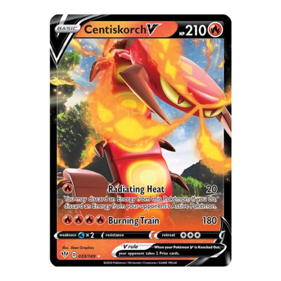 Centiskorch V (SWSH03) #033/189 Ultra Rare (Holofoil Near Mint) SWSH03: Darkness Ablaze Pokemon: 2020