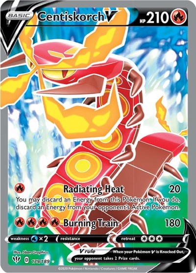 Centiskorch V Full Art (SWSH03) #179/189 Ultra Rare (Holofoil Near Mint) SWSH03: Darkness Ablaze Pokemon: 2020