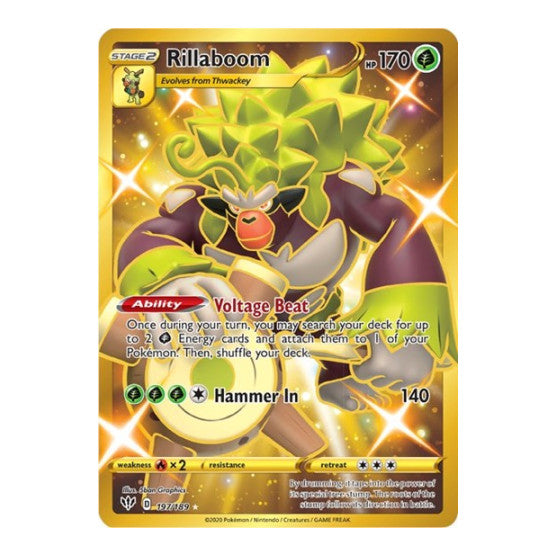 Rillaboom Secret (SWSH03) #197/189 Secret Rare (Holofoil Near Mint) SWSH03: Darkness Ablaze Pokemon: 2020
