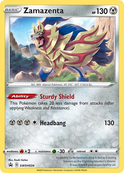 Zamazenta SWSH034 (SWSD) #SWSH034 Promo (Holofoil Moderately Played) SWSH: Sword & Shield Promo Cards Pokemon: 2019