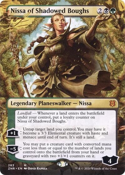 Nissa of Shadowed Boughs Borderless (ZNR) #283 Mythic Rare (Lightly Played) Zendikar Rising Magic: The Gathering: 2020