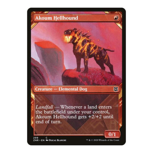 Akoum Hellhound (Showcase) (ZNR) #299 Common (Lightly Played) Zendikar Rising Magic: The Gathering: 2020
