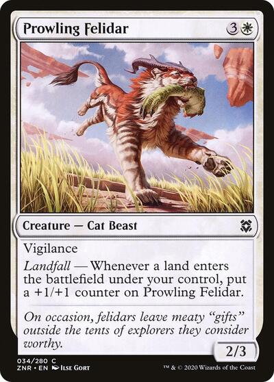 Prowling Felidar (ZNR) #34 Common Zendikar Rising Magic: The Gathering: 2020
