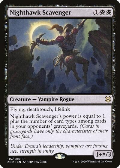 Nighthawk Scavenger (ZNR) #115 Rare (Lightly Played) Zendikar Rising Magic: The Gathering: 2020