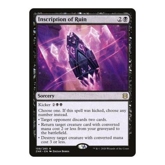Inscription of Ruin (ZNR) #108 Rare (Lightly Played) Zendikar Rising Magic: The Gathering: 2020