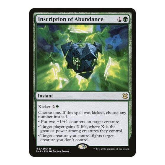 Inscription of Abundance (ZNR) #186 Rare (Lightly Played) Zendikar Rising Magic: The Gathering: 2020