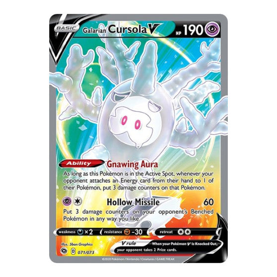 Galarian Cursola V Full Art (CHP) #71/73 Ultra Rare (Holofoil Near Mint) Champion's Path Pokemon: 2020