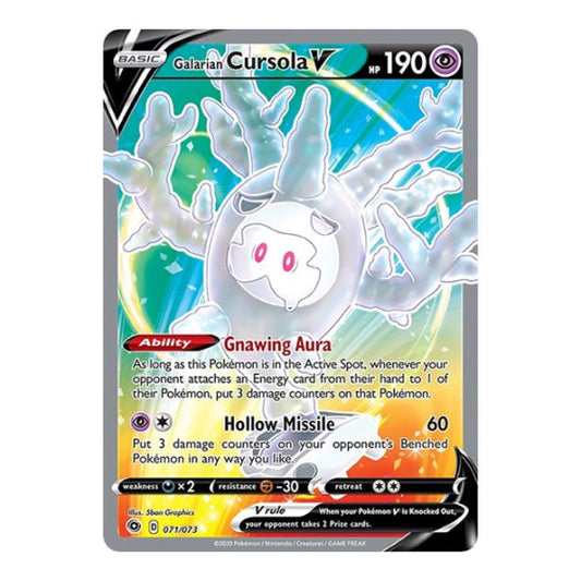 Galarian Cursola V Full Art (CHP) #71/73 Ultra Rare (Holofoil Near Mint) Champion's Path Pokemon: 2020