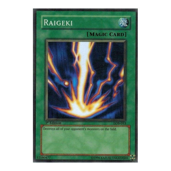 Raigeki (LOB) #LOB-053 Super Rare (Unlimited Damaged) The Legend of Blue Eyes White Dragon YuGiOh: 2002