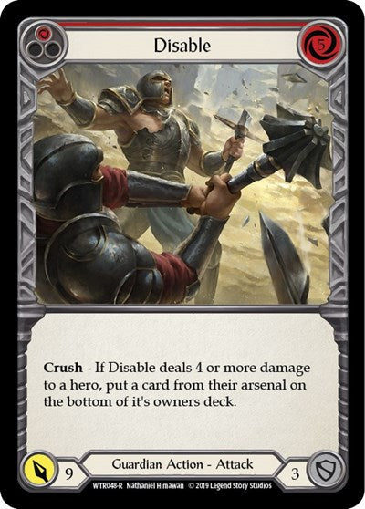 Disable Red (WTR) #WTR048 Rare (1st Edition Rainbow Foil Near Mint) Welcome to Rathe Flesh and Blood TCG: 2019
