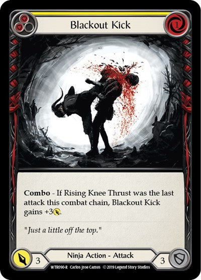 Blackout Kick Yellow (WTR) #WTR090 Rare (1st Edition Rainbow Foil Near Mint) Welcome to Rathe Flesh & Blood TCG: 2019