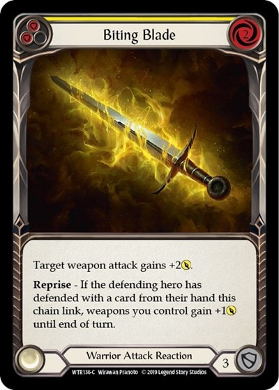 Biting Blade Yellow (WTR) #WTR136 Common (Unlimited Edition Normal Lightly Played) Welcome to Rathe Flesh and Blood TCG: 2019